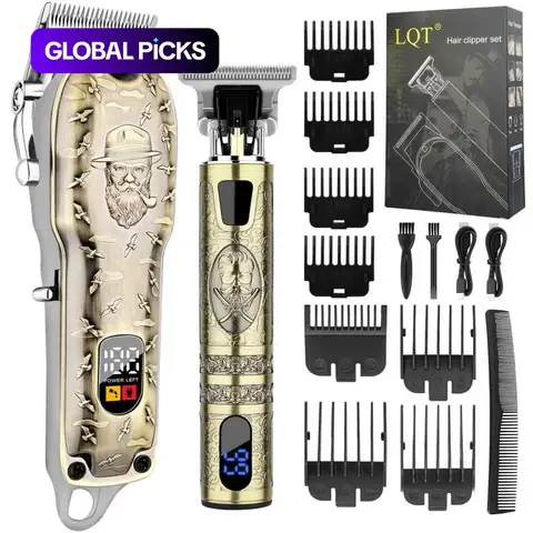 Professional Hair Clipper and Trimmer Set for Men, Cordless Hair Cutting USB Rechargeable Grooming Kit, 2000 mAh Lithium Battery, Barber Haircut and Detailing Clippers #GLOBAL PICKS