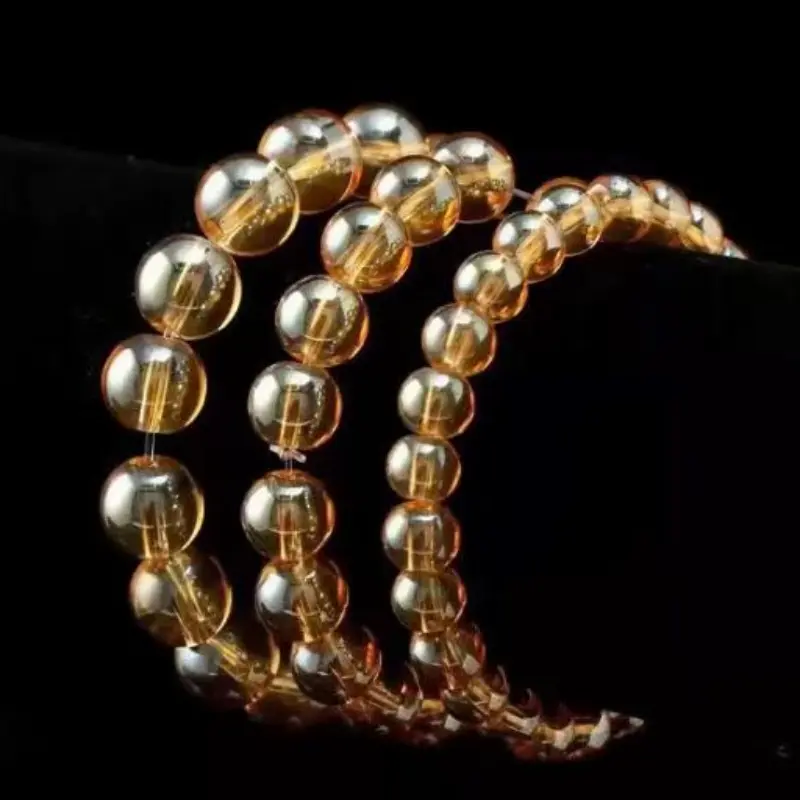 Golden Yellow Crystal Beaded Bracelet, Cultural Jewelry for Adults Symbolizing Wealth, Brings Peace and Courage for Businesswear
