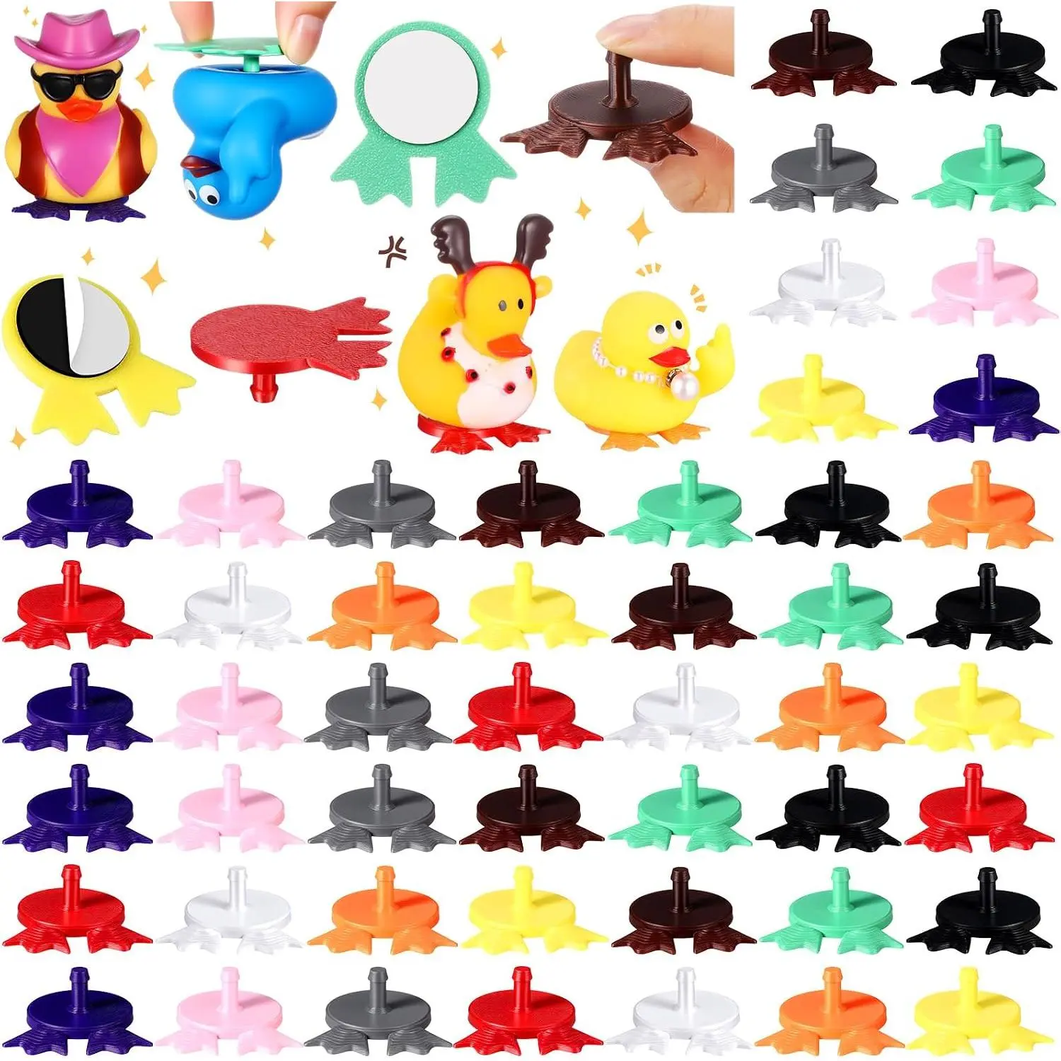 50 count Duck  Plug Rubber Duck Mount  Printing Self-Adhesive Holder for Fixed Display  Dashboard Bath Accessories, Rubber Duckies Not Included