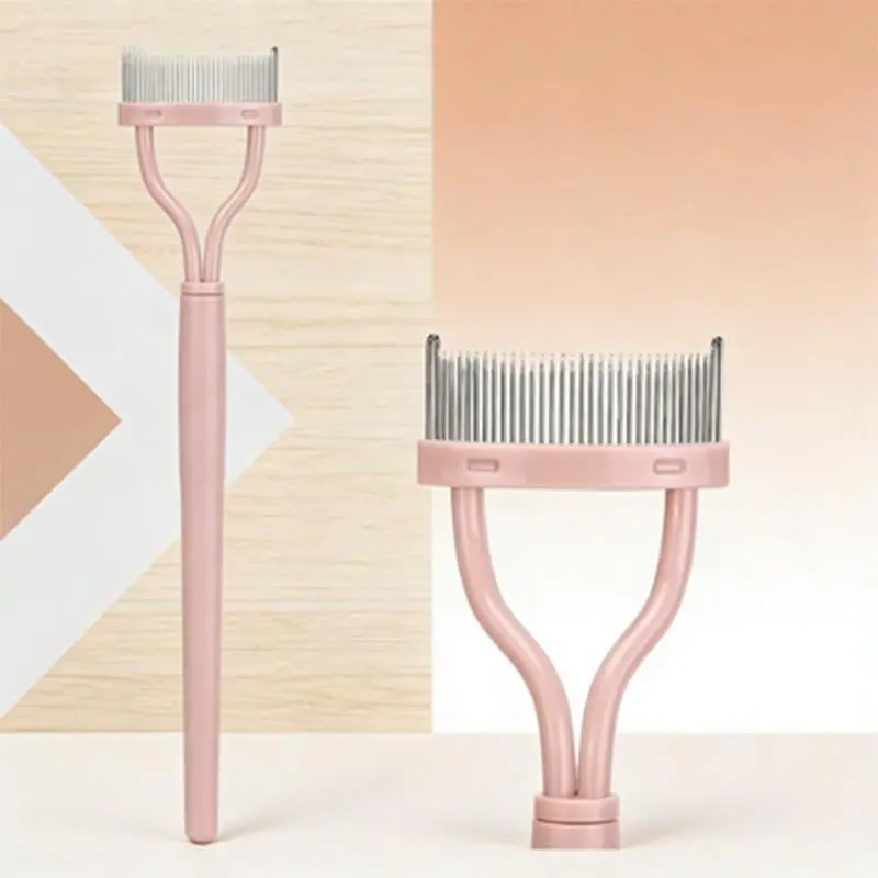 Portable Foldable Eyelash Comb, Arc-Shaped Metal Teeth Lash Setter, Anti-Clogging Mascara Separator, Mini Pocket Size Lash Brush for Women