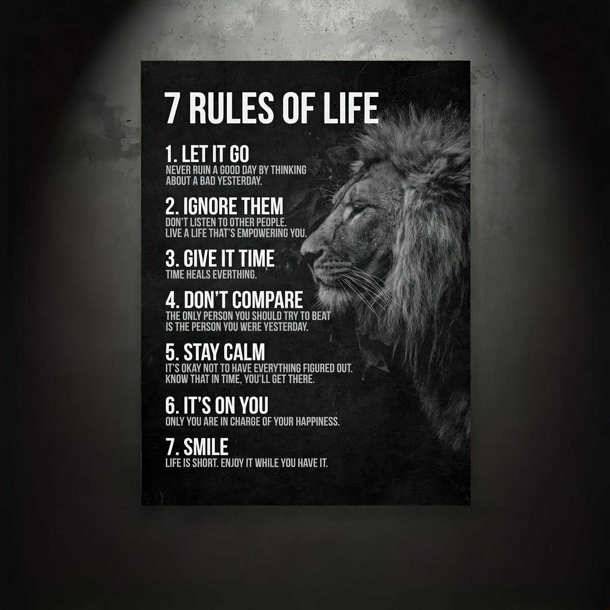With Frame Motivational Quotes 7 Rules Of Life Wall Art Motivational Poster Read Signs Inspirational Posters For Classroom High School Motivational Posters For Bedroom Boys Room Home Office Positive Affirmations Wall Decor
