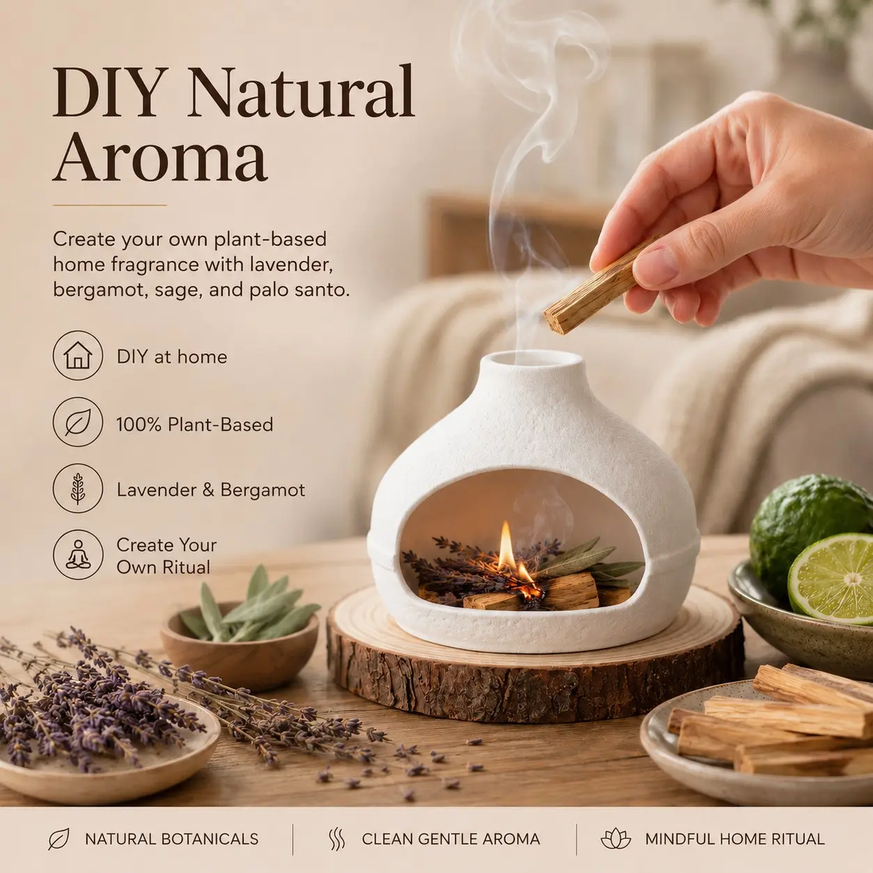 Mini Fireplace Incense Burner for Palo Santo & Sage | Handmade Ceramic Chiminea, Cozy Aroma Home Decor，Gift for Friends