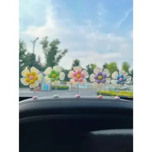 Car Ornaments, Creative and Cute Swinging Fresh Macaron Sunflower Ornaments, Car Center Console Ornaments, 5 Pieces