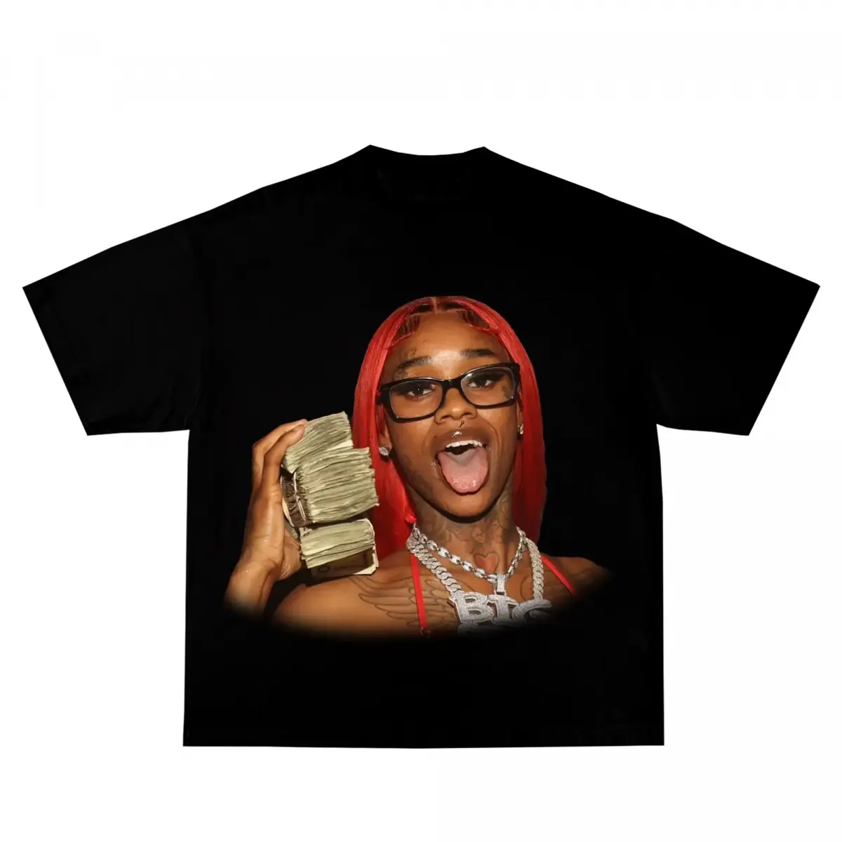 [graphic tee]Sexxy Red Inspired Vintage Graphic T-shirt Heavy Cotton Tee Basketball 90 s Styled Shirt Hiphop Vibes Y2K Aesthetic Throwback Classic Big Face Celebrity Tee 100%cotton graphic tees,fashion
