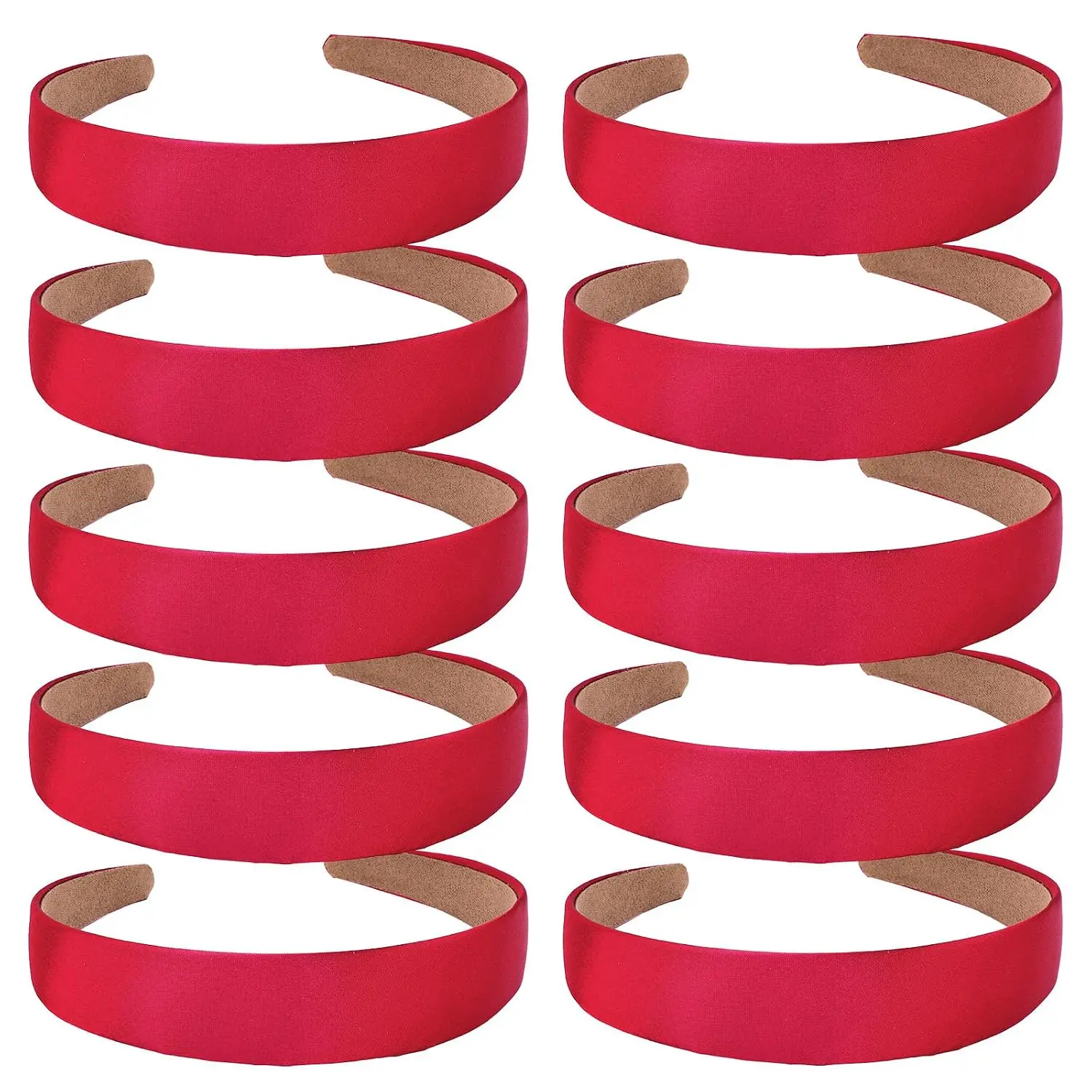 10 Pack Dark Red Headbands 1 Inch Wide Satin Headbands Women Non Slip Fashion Plain Solid Hairbands DIY Halloween Valentine' s Day Hair Accessories for Women Girls Diademas Para Mujer