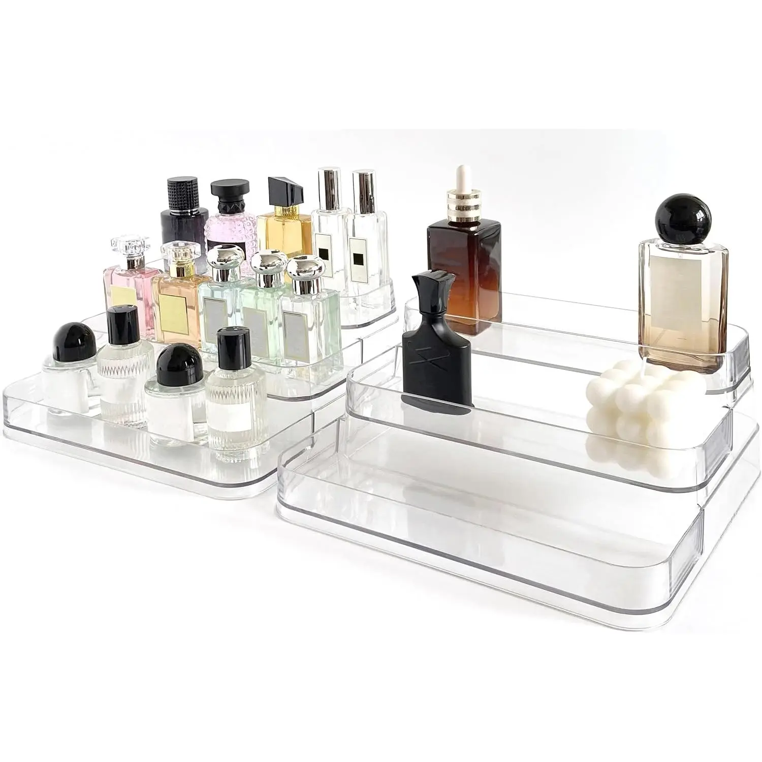 Perfume Organizer - 2 Pack Three-Tiered Shelf - Perfume Lotion Skincare Stand,  Vitamins  Bottles Holder,Sturdy Clear Rack for Kitchen Bathroom Countertop Cabinet Storage