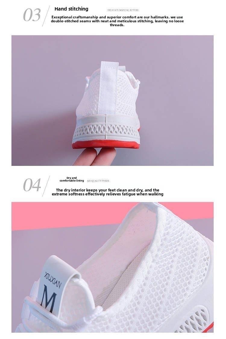 Mesler Summer White Sneakers for Women, Mesh Sports Shoes, Ladies' Shoes, Nurse Shoes, Home Summer Mesh Shoes, Women's Hollow Breathable Shoes