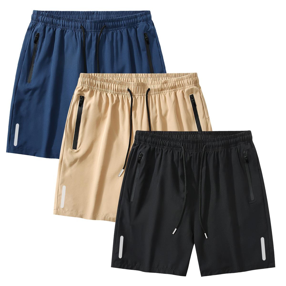 Street Reflective Hybrid Mens Trendy Athletic Shorts with Bold Reflective Graphic Print and Secure Zipper Pockets for Skateboarding Night Runs and Urban Street Style