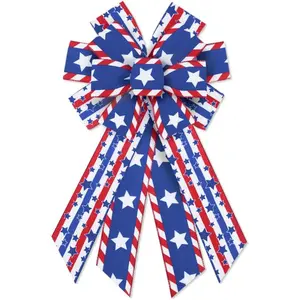Large Patriotic 4th of July Bow for Wreath, 4th of July Wreath Bow for Front Door Independence Day Patriotic Décor Red Blue Star Wreath Bow for Indoor Outdoor Tree Topper Decoration Supplies Ornamentfidget toys