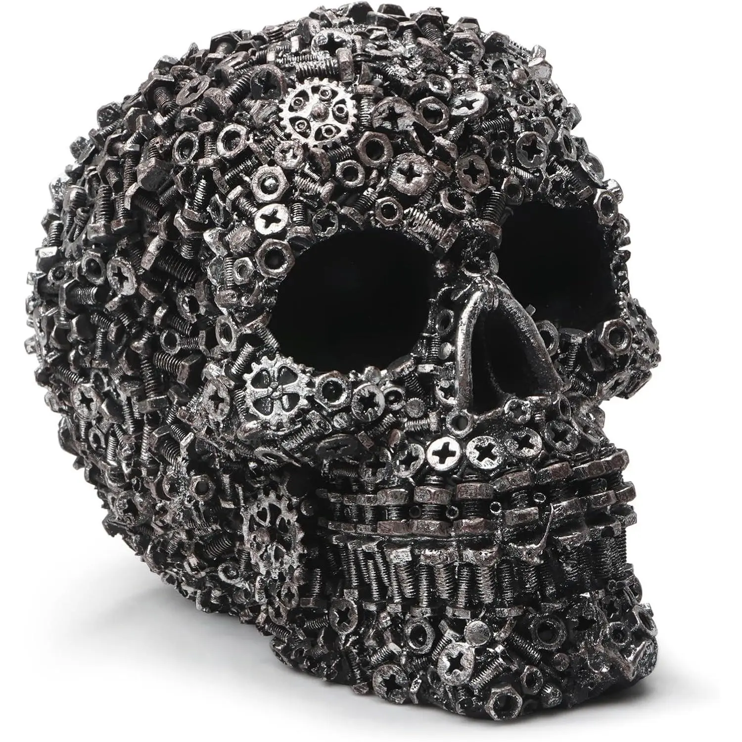 Realistic 5.7 Inch Life Size Halloween Skull Decoration Durable Plastic Skeleton Head Prop for Indoor Outdoor Haunted House Party Gift