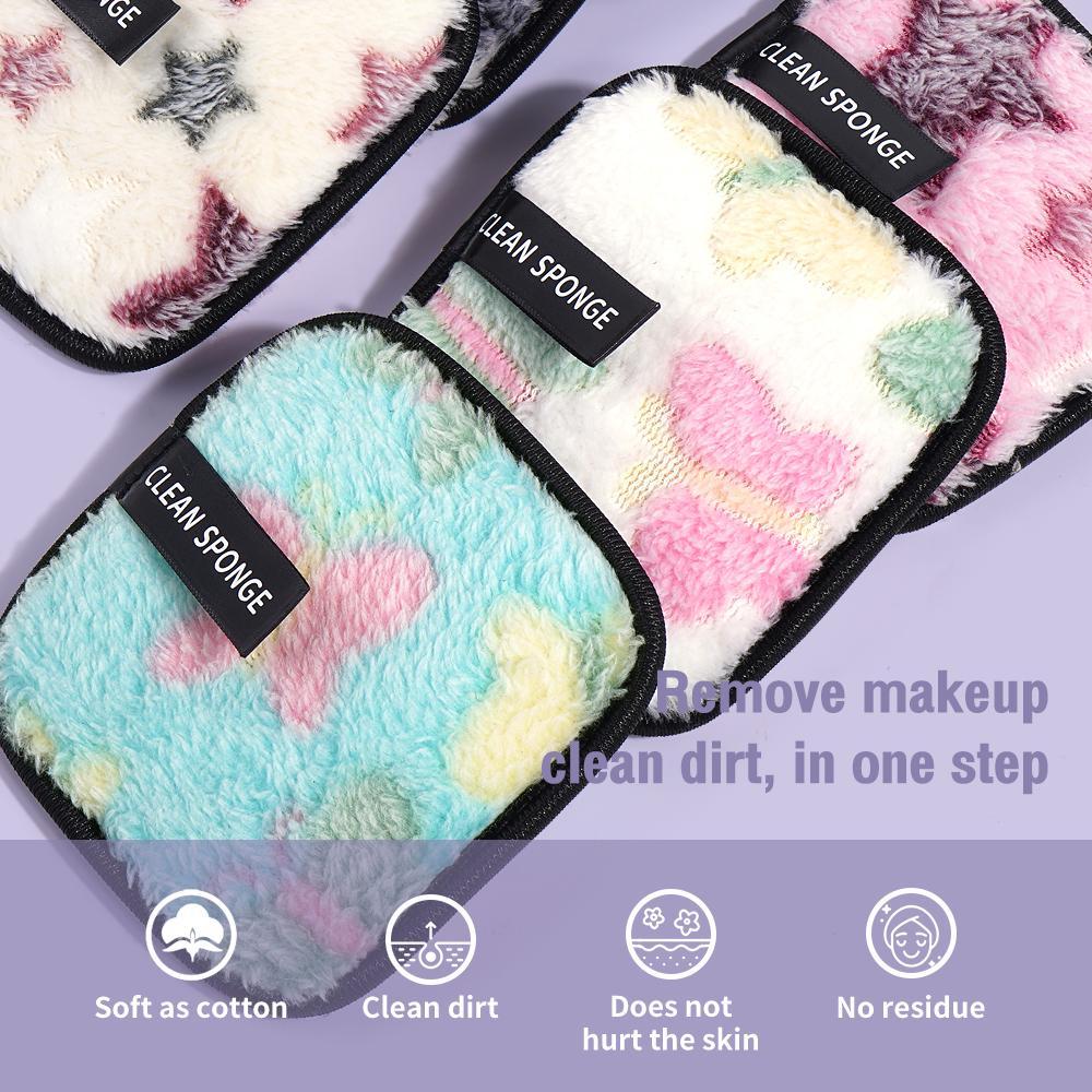 MAANGE Travel Reusable Makeup Remover Pads, Makeup Remover Tool, 6 Counts Colorful Facial Cleaning Puffs, Face Wash Sponges, Square Shape Fluffy Face Washing & Skin Cleansing Pads, Comfort Hygiene Products, Christmas Gift