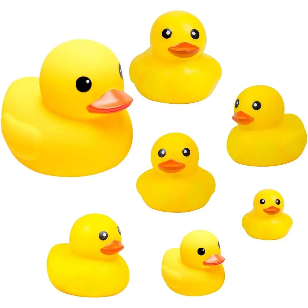 Yellow Rubber Ducks, 7pcs Preschool Large Bath Toys Bathtub Floating Duckies Gift  Baby Shower Infants Kids Toddler Party Decoration (Medium)