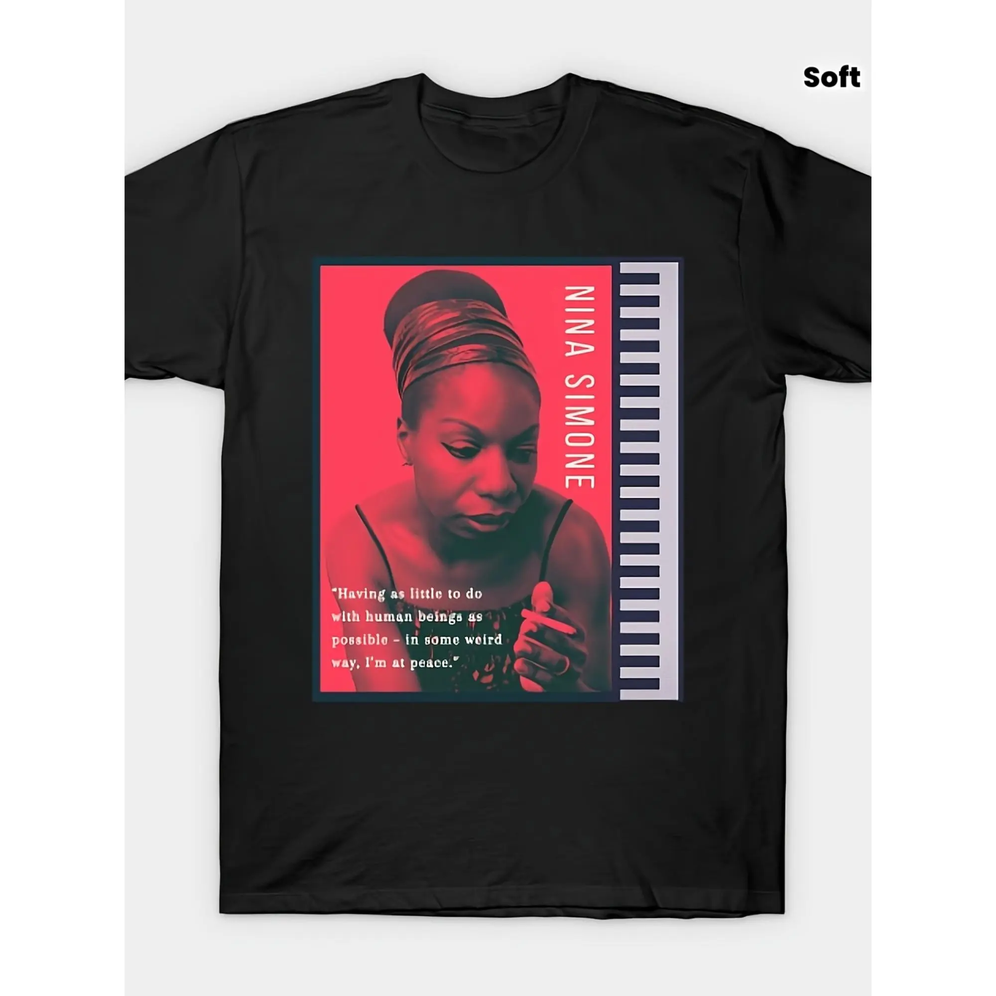 Men's Nina Simone Graphic T-Shirt, Casual Short Sleeve Crewneck Top in a Soft 100% Cotton Knit Fabric with Slight Stretch, Shortsleeve, Tshirt