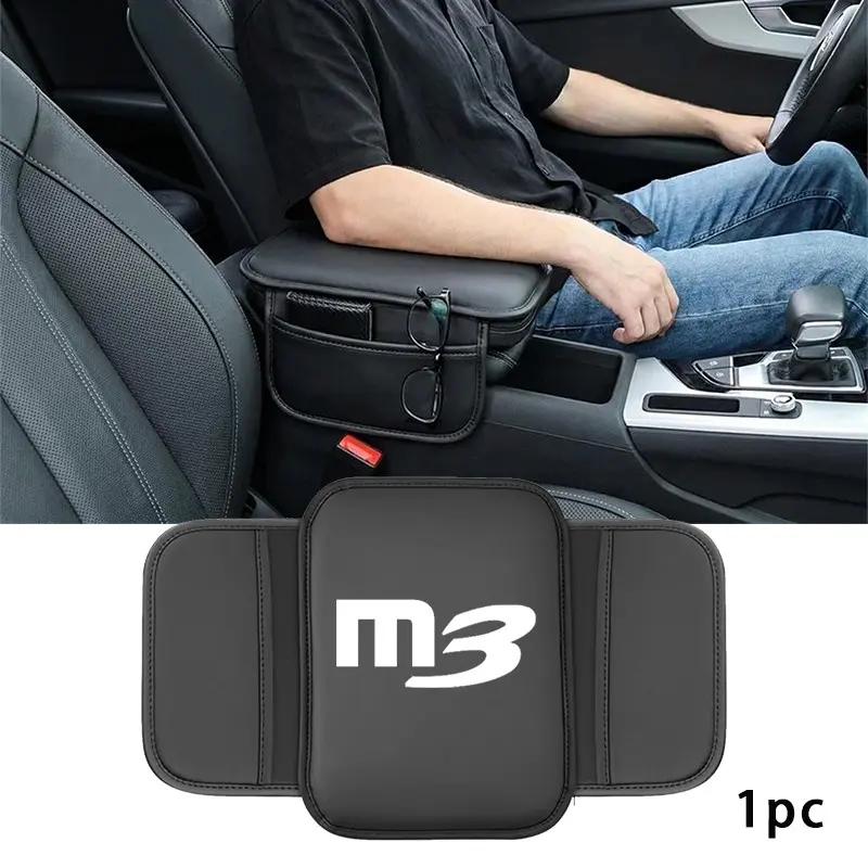 Mazda M 3 Center Console Protective Pad, PU Leather, Stain-Resistant, Wear-Resistant, Easy Install, Suitable for Men and Women
