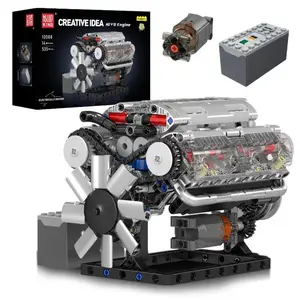 Mould King 10088 V8 Engine Model Block Kit - 535-Piece DIY Mini Engine, Working Model STEM Project & Gift for Kids/Teens Building Set Crafts