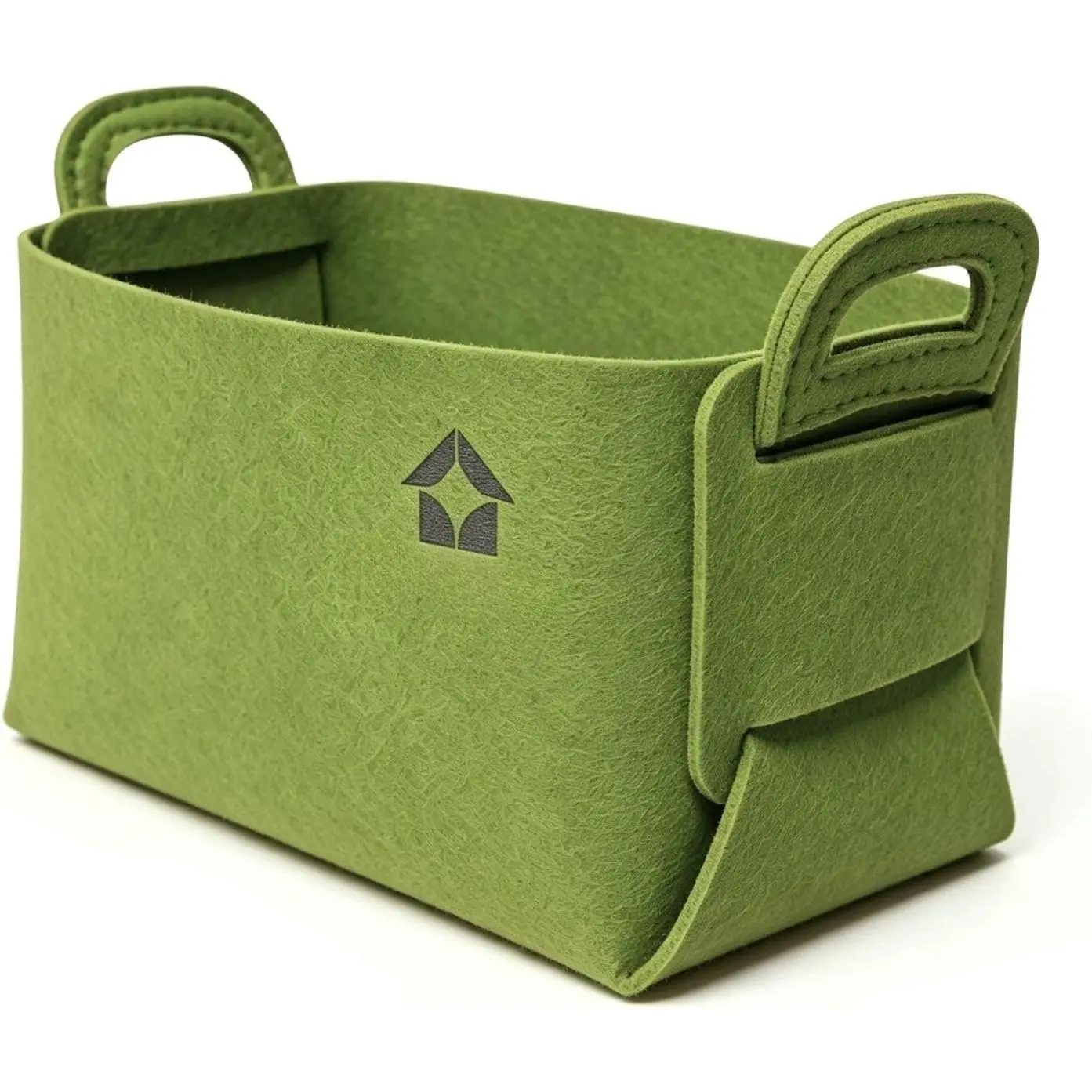 Felt Storage Bin, Collapsible Felt Basket with Handles for Shelves, Closet, Desk, Laundry, Toys,  -  Office Decor Organizer (Small, Green)
