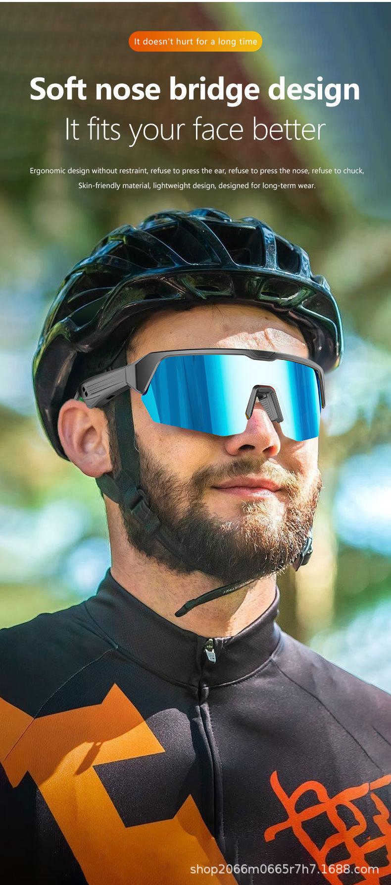 New smart glasses, Bluetooth glasses, cycling glasses, UV400 anti-blue light three-in-one outdoor cycling functional sunglasses, AI sports glasses