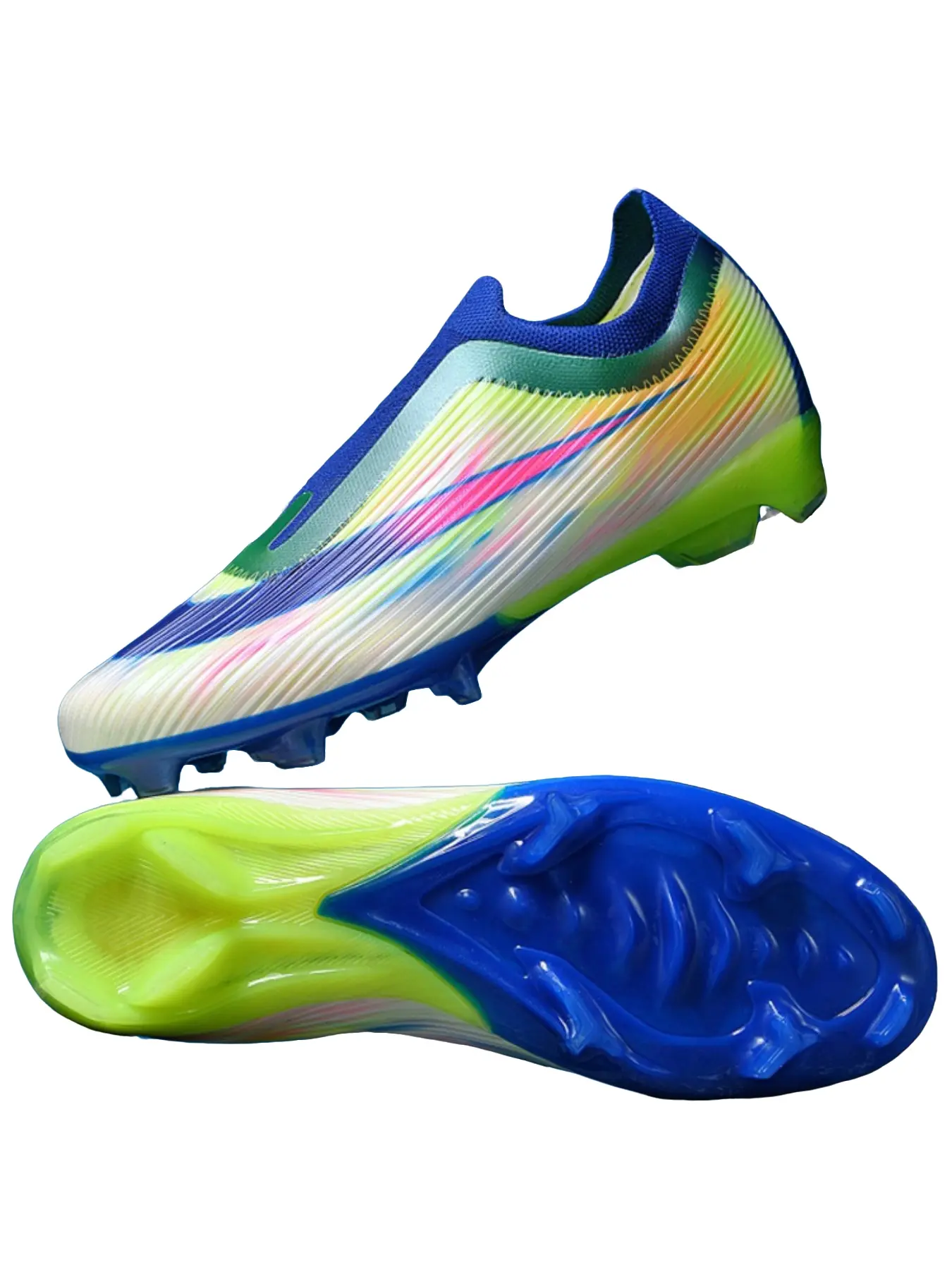 Unisex Soccer Boots Long Studs, Durable Comfortable Training & Match Shoes, PU Leather Tpu Sole, Sporty Style for All Seasons