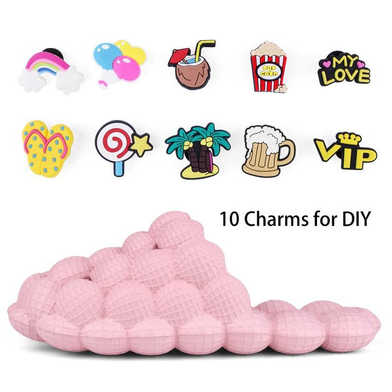 (New)DIOLV Summer Bubble Slides with Charms Boys Girls Golf Ball Shoes Funny Lychee Massage Bubble Slides Kids Non-Slip House Slippers Beach Sandals