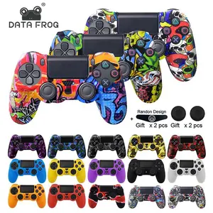2-Pack suitable for PS4 controller covers, PS4 slim controller camouflage covers, PS4 controller graffiti silicone protective covers