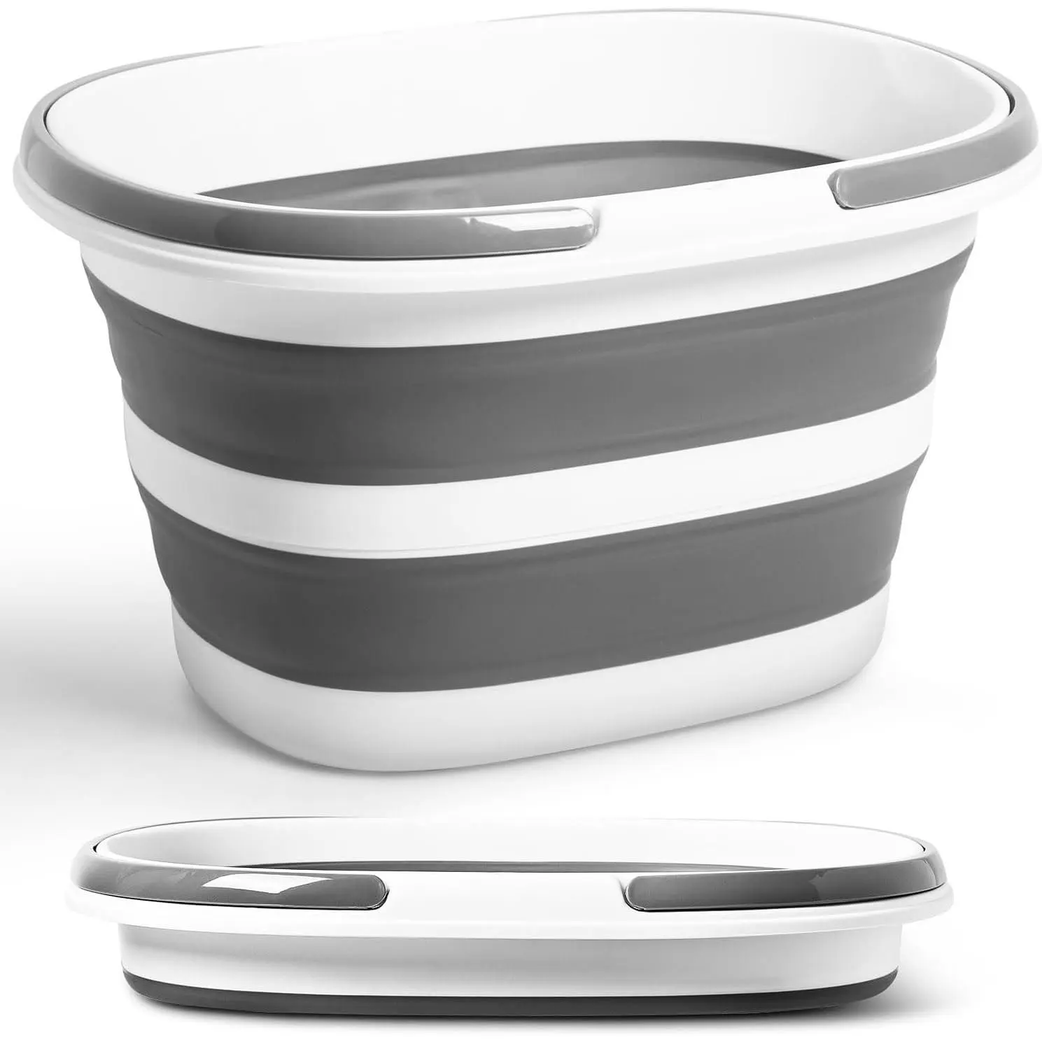 16L (4.2 Gallon) Collapsible Silicone Bucket with Handles, Space Saving Foldable Tub for Mop, Laundry, Camping, Beach, Pool Party Ice Bucket, Portable Wash Basin for Home, Car & Outdoor Use