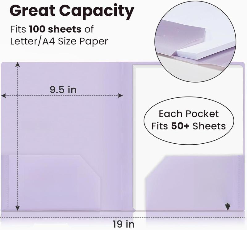 6Pack Folders with Pockets, Pastel Colors, Heavy Duty Pocket Folders, Plastic Folders with Pockets, 2 Pocket Folders Bulk, Aesthetic File Folders, Back to School Office Filing Supplies 6Pack Folders with Pockets, Pastel Colors, Heavy Duty Pocket Folders, Plastic Folders with Pockets, 2 Pocket Folders Bulk, Aesthetic File Folders, Back to School Office Filing Supplies
