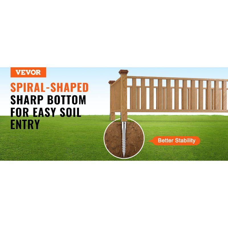 VEVOR No Dig Ground Anchor, 4 Pack 3.94x 2.76x 27.56 in DIY Screw in Post Stake, Includes 6 Lag Bolts a Rebar, U-Shape Heavy Duty Steel Post Holder, Great for Mailbox Posts and Fence Posts