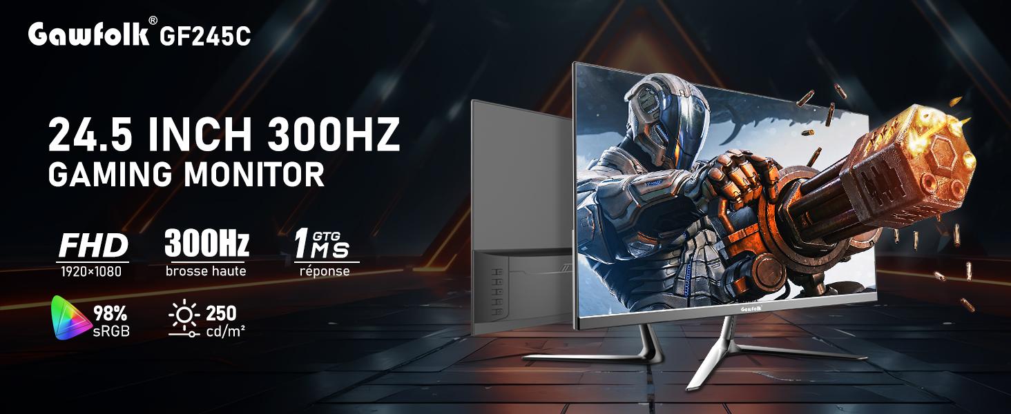 Black 24.5 Inch FHD 1080p Gaming Monitor - 300/200Hz Refresh Rate Flat Panel, 1ms Response Time, Bezel-Less, 98% sRGB, 178° Viewing Angle, Adaptive Sync, HDMI, DisplayPort, 75x75mm Wall-Mount Compatible, 300Hz Refresh Rate Computer Monitors Black 24.5 Inch FHD 1080p Gaming Monitor - 300/200Hz Refresh Rate Flat Panel, 1ms Response Time, Bezel-Less, 98% sRGB, 178° Viewing Angle, Adaptive Sync, HDMI, DisplayPort, 75x75mm Wall-Mount Compatible, 300Hz Refresh Rate Computer Monitors