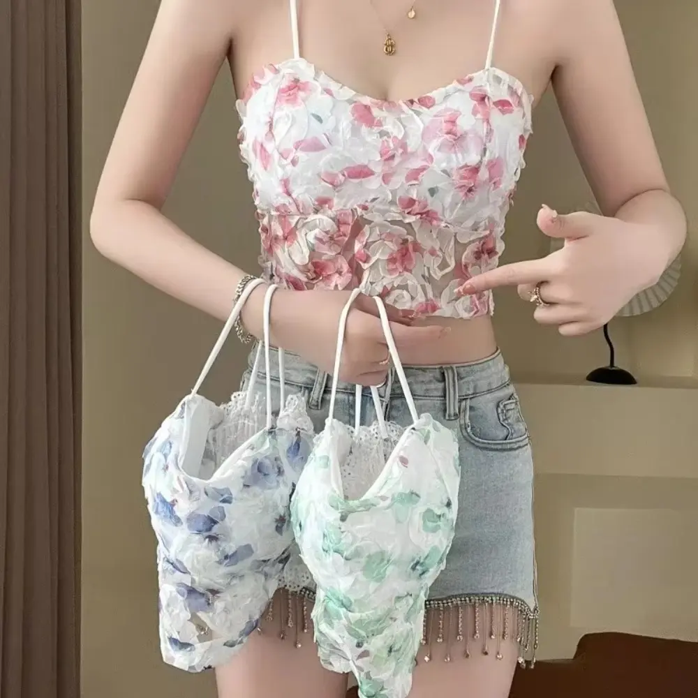 Women's Vintage Bustier Tops with Floral Lace, Sleeveless Corset Style Crop Top, Slim Fit for Summer Streetwear, Lace Detail