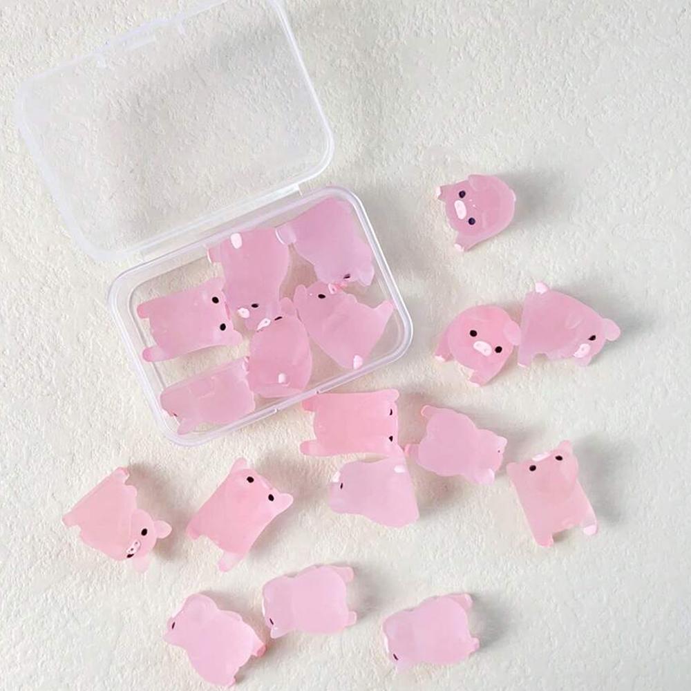 30pc/1Box Luminous Pig Design Glow in The Dark Creative Mini Pink Pig Miniature for Garden Landscape Home Decoration Accessories