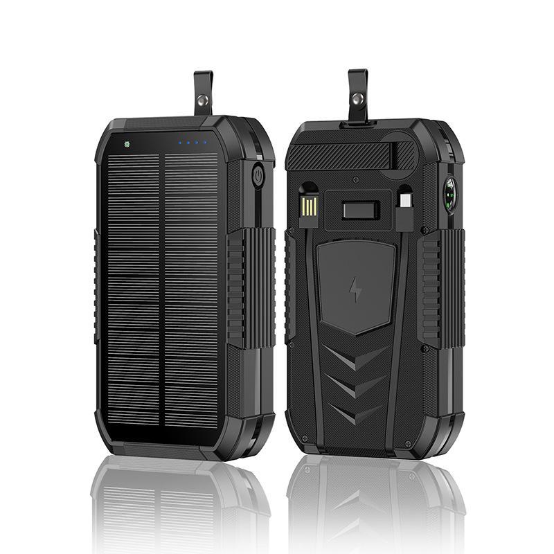 65800 mAh Wireless Fast  Hand Crank  Solar Power Bank,15W Fast  for All Mobile Devices,4 Output With Compass,Flashlights,LED lights,Large Capacity Outdoor Camping Phone Smartphone Accessories Charging Chargeable