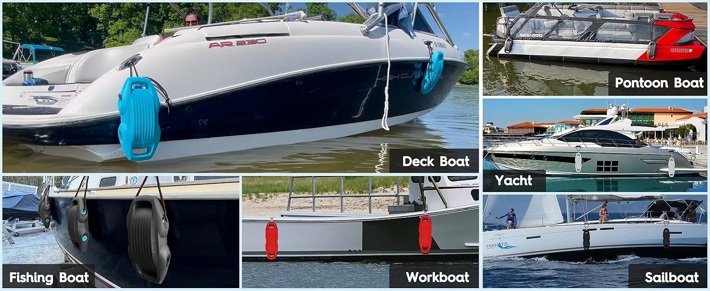 Boat Fenders Easy to Install Bumper for Docking Ideal Fender for Pontoon, Bass, Jet Ski and Fishing Boats