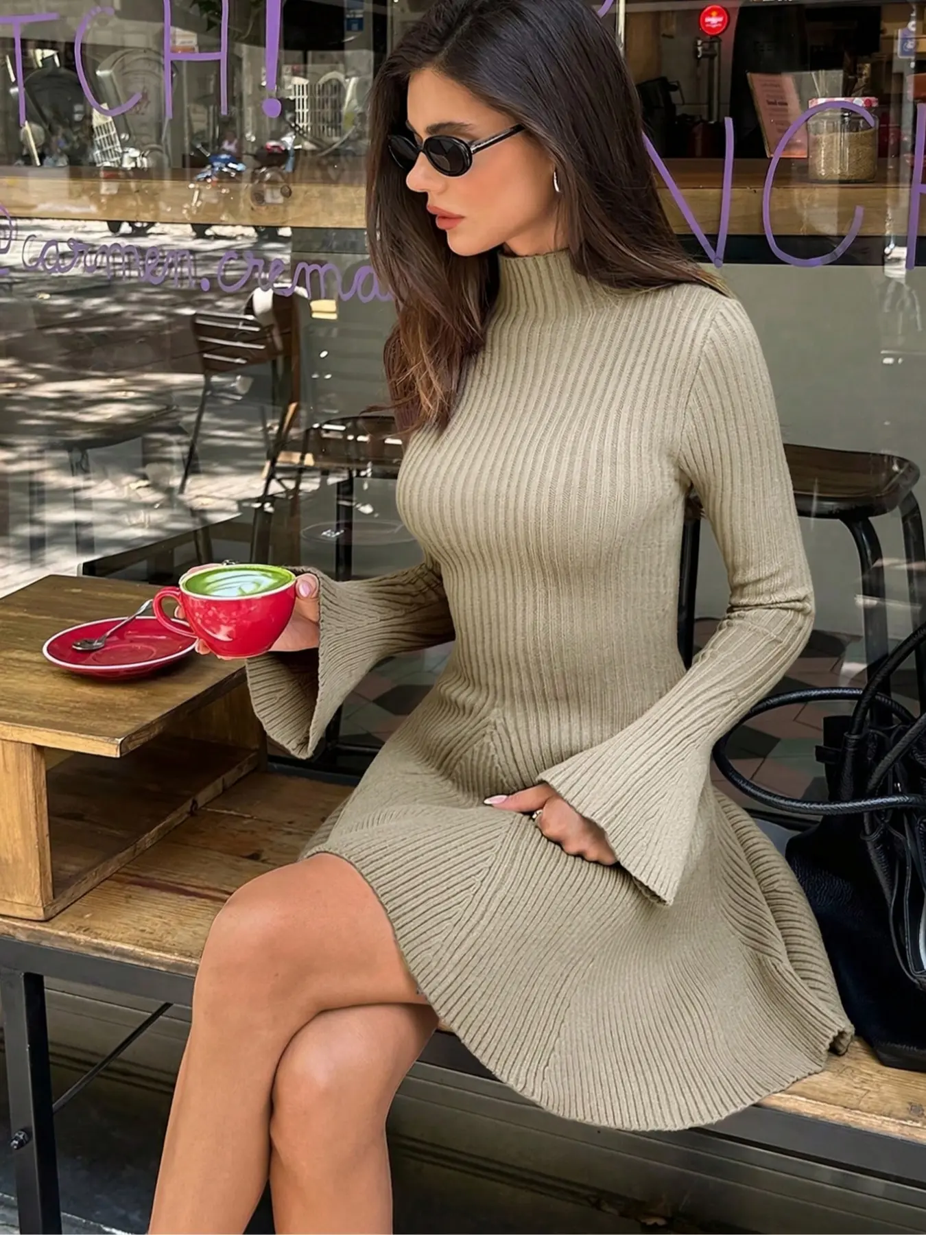 Elegant Business Casual Dress for Women, Long Sleeve Slim Fit, Pure Color, Simple Style, Fall & Winter Fashion, Office Wear