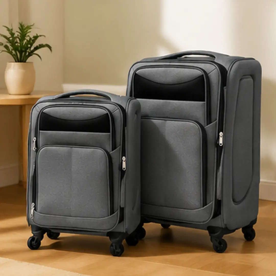ARCH 20+24 Inch Two-Piece Softside Luggage Set Oxford Fabric Trolley Suitcase with 360° Silent Spinner Wheels Ergonomic Handle Gray Travel Bag for Men Women Business Trip Vacation Carry-On Checked, Gray Color Options, oxford fabric Material