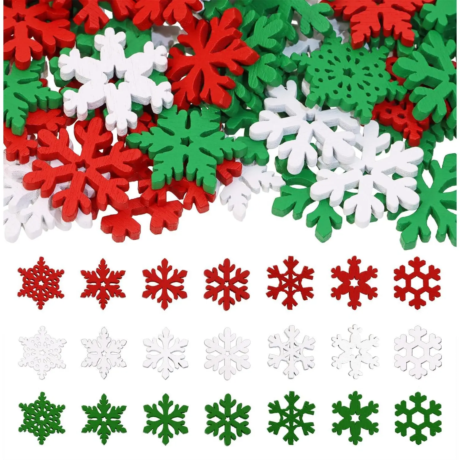 80 count Snowflake Decorations  Slices Ornaments Christmas Cutouts Buttons Tags for Xmas Tree  Painting DIY Crafts Projects Gifts Bags Holiday Party School  Activity,20MM,Mix Color