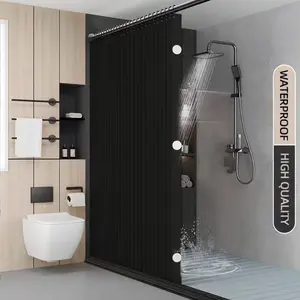 Foldable Bath Curtain Privacy Divider, High-Quality Heat-Resistant Folded Blanket, Hook Holes, Suitable for Hotel & Home Bathroom