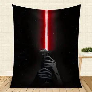 [Comfortable] Red Jedi Lightblade Flannel Throw Blanket - Cozy All-Season Comfort for Home, Travel, Camping, Office - Soft, Skin-Friendly, Machine Washable - Ideal for Lounging and Multi-Scene