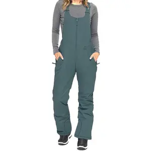 Women's Sleeveless Ski Overalls, Adjustable Shoulder Strap Jumpsuit, Side Pocket Long  Clothes Womenswear Check