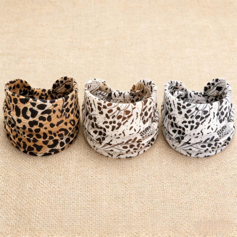 Women's Wide Non-Slip Workout Headbands, Super Soft Elastic Sweat-Absorbent Headbands for Yoga Running Gym, Leopard Print Hair Wraps