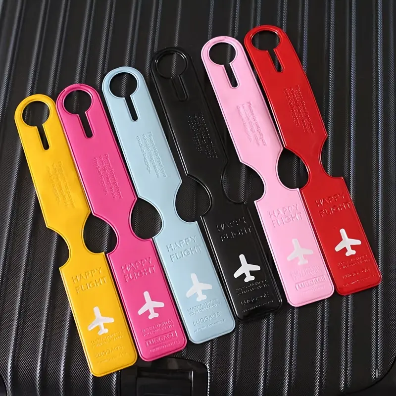 6-Piece Colorful Luggage Tag Set – Durable PVC Travel Accessories featuring Easy-to-Read Labels for Quick Identification. Stylish, Flat Design suitable for Suitcases, Handbags, and Backpacks – Secure Travel Tags for All Your Luggage.