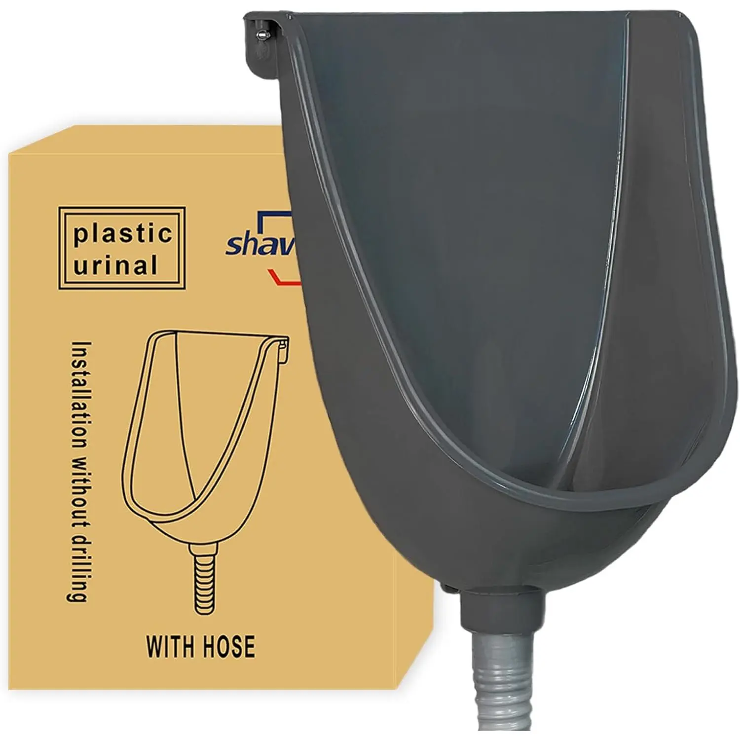 Waterless Urinal Garage Urinal for Men Plastic Urinals for Men Toilet Urine Diverter Outdoor Urinal Wall-Mounted Urinals For Men Bathroom, No-Drill Lnstallation Self-Adhesive Mens Urinal