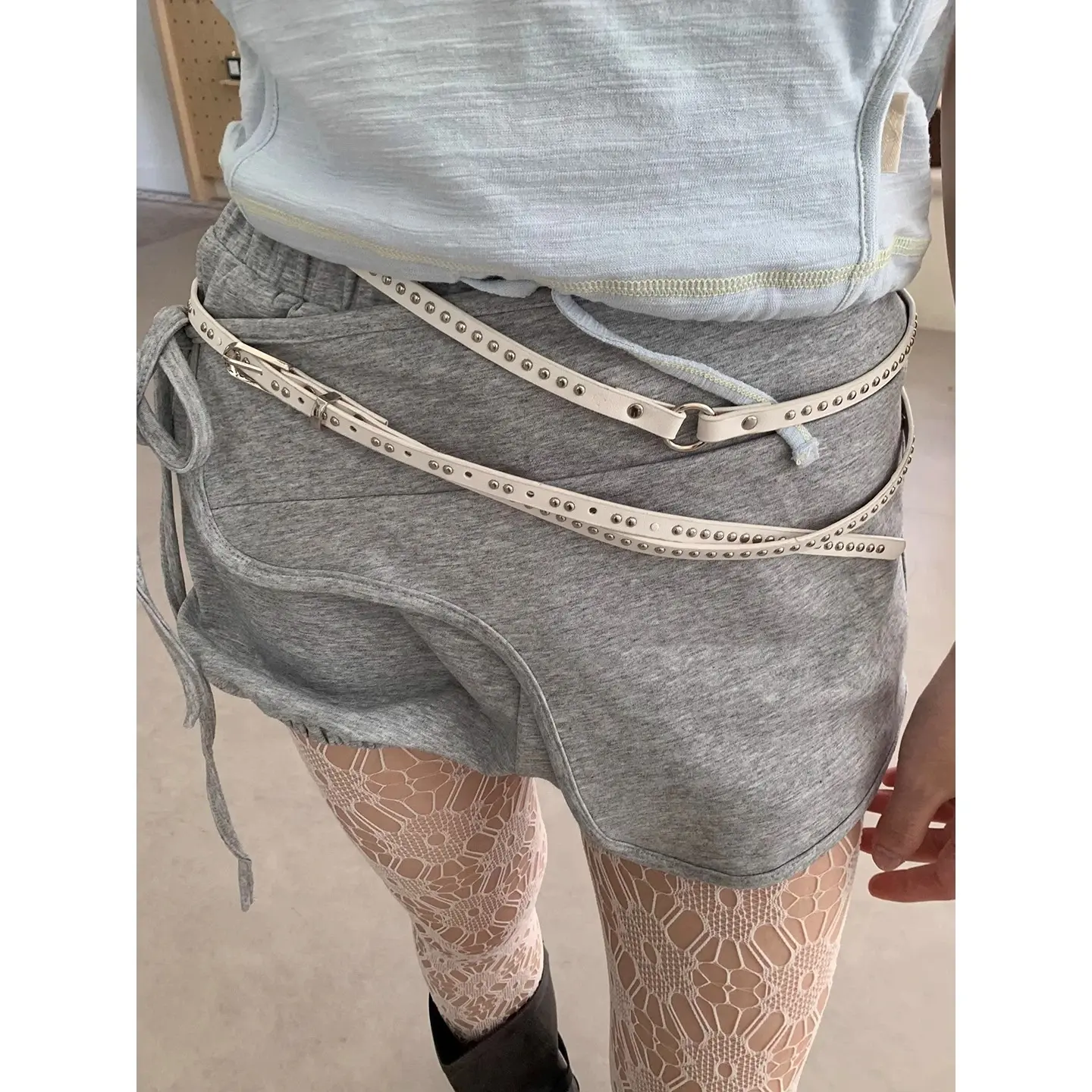 Women’s Y2K Punk Studded Belt, Double Layer Metal Buckle Waist Belt, Edgy Gothic Streetwear Accessory for Jeans, Skirts & Outfits