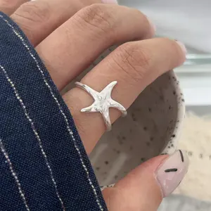 Popular Trendy Minimalist Seaside Vacation Ocean-Themed Starfish Open Ring for Gifting to Family And Friends