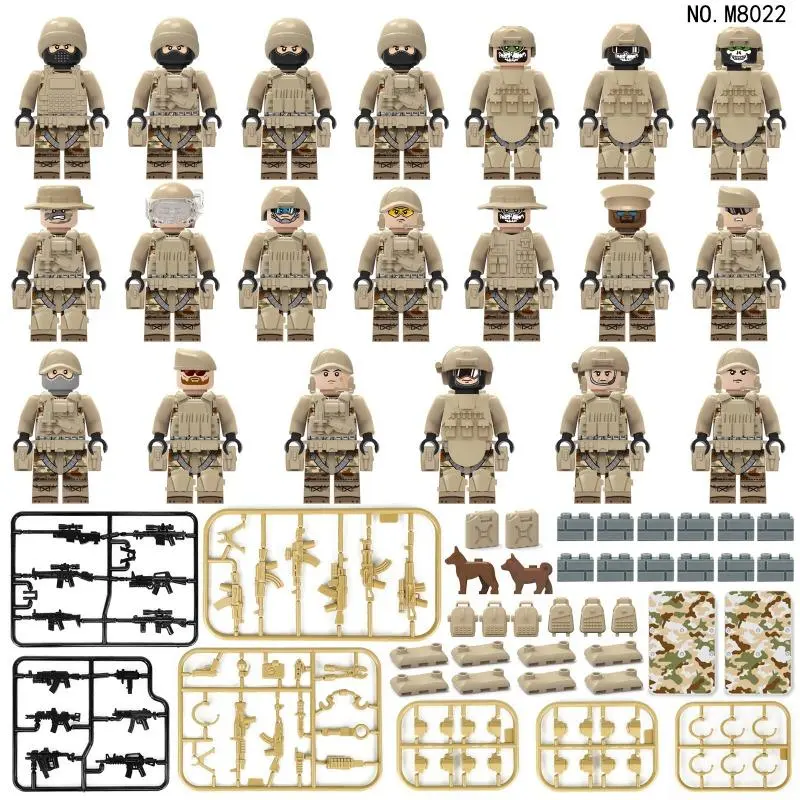2026 hot item M8022 Camouflage humanoid doll Ranger soldiers small particle building blocks doll toy mini doll cartoon characters