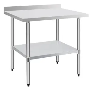 ARCH 30x36 Inch Stainless Steel Commercial Work Table with 4" Backsplash and Undershelf Heavy Duty NSF Prep Table for Restaurant Kitchen Food Prep Buffet Storage, Living Room Table for Sofa Side, Bedroom, Office, Apartment and Home Decor