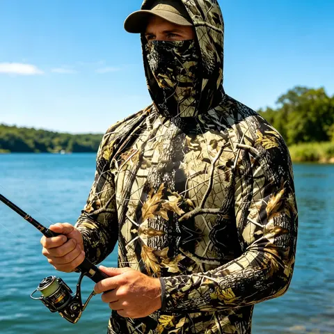 Fishing Face Cover Neck Surfing Shirt Sailing Summer Men Long Sleeve Hunting Jersey Camisa De Pesca Performance Fish Gear Beach Tops Wear Run Climbing Uniform Angling Premium Outdoor Apparel Outdoor Fishing Clothing Sports Top