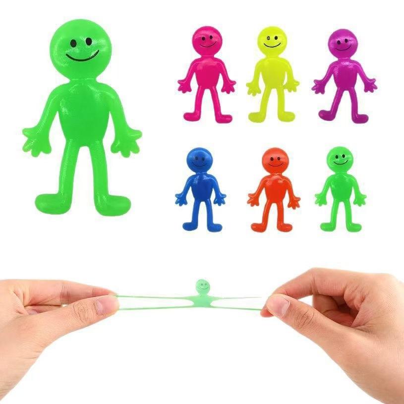 TPR Expression Little Man Squishy Toy – Smiley Face Stretchy Stress Reliever, Elastic Pull & Squeeze Decompression Toy, Soft & Durable marble ez