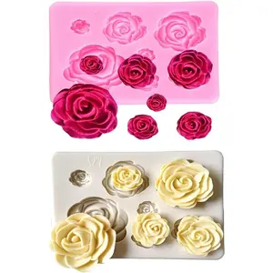 2PCS Rose Flowers Silicone Molds for Cake Chocolate, Wedding Cake Decorating Tools for Fondant Sugarcraft