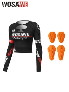 WOSAWE Womens Cropped Motorcycle Jacket with Elbow Pads Summer  Two-tone irregular print, Motorbike Shirt Biker Riding Gear