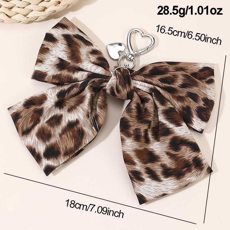 Dark Tone Leopard Bow Heart Set |   Keychain Bag Clip & Hair Accessories